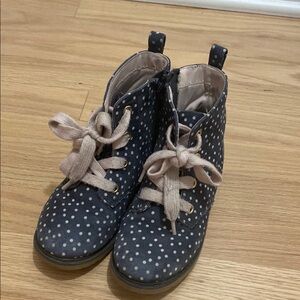 Cat & Jack Blue and Cream Polka Dot Boots